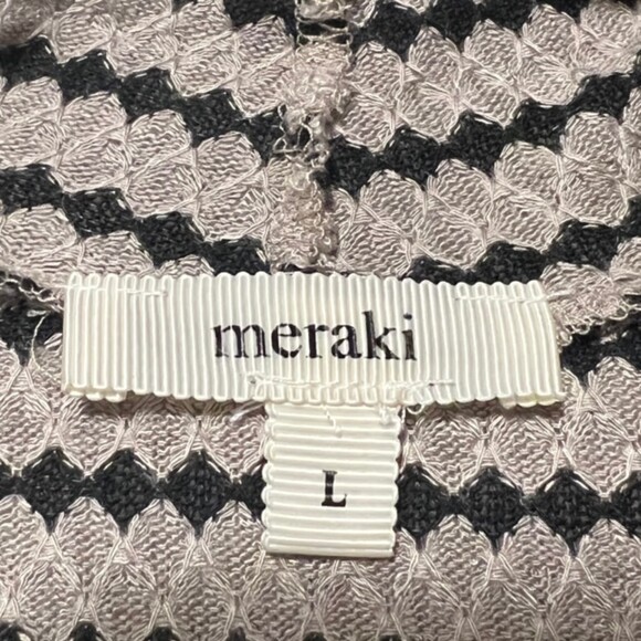 Meraki Brown Striped Open Knit Long Sleeve Cardigan Asymmetrical Hem Size Large - Picture 5 of 8